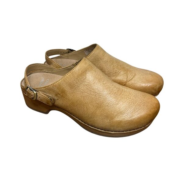Dansko Ingrid Clog Honey Distressed Leather Comfort Mule Womens 40 EU 9.5 10 - Picture 2 of 8
